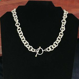 STERLING SILVER W 14K CABLE STYLE CHOKER NECKLACE